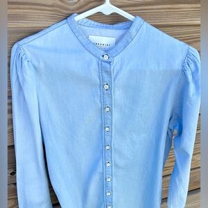 THE SHIRT Rochelle Behrens Women’s Long Sleeve Button Down Blue 100% Cotton SZ M